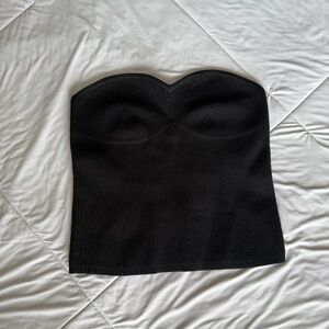 Derek Lam Black Knit Sleeveless Bandeau Top Sweetheart Neckline